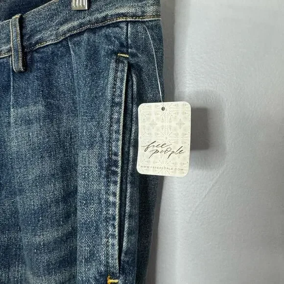 Denimist Free People Blair Double Pleat Jeans Relaxed Fit High Rise Women's 30